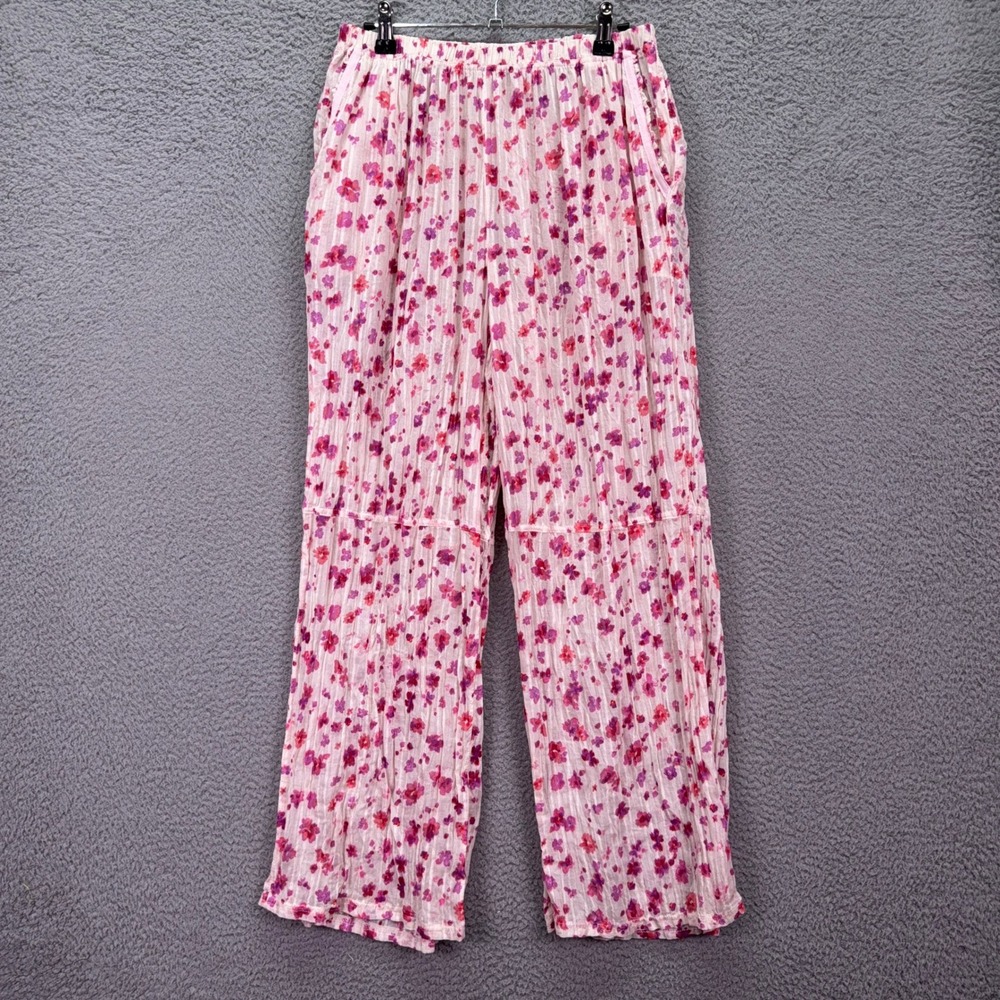 Intimately Free People Pants Womens S Pink Purple Floral Cotton Gauze Lounge